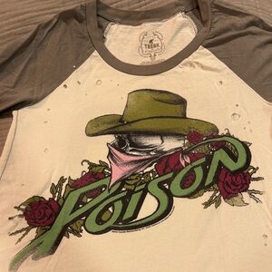 Distressed Poison Raglan band 3/4 sleeve Trunk ltd shirt size XS